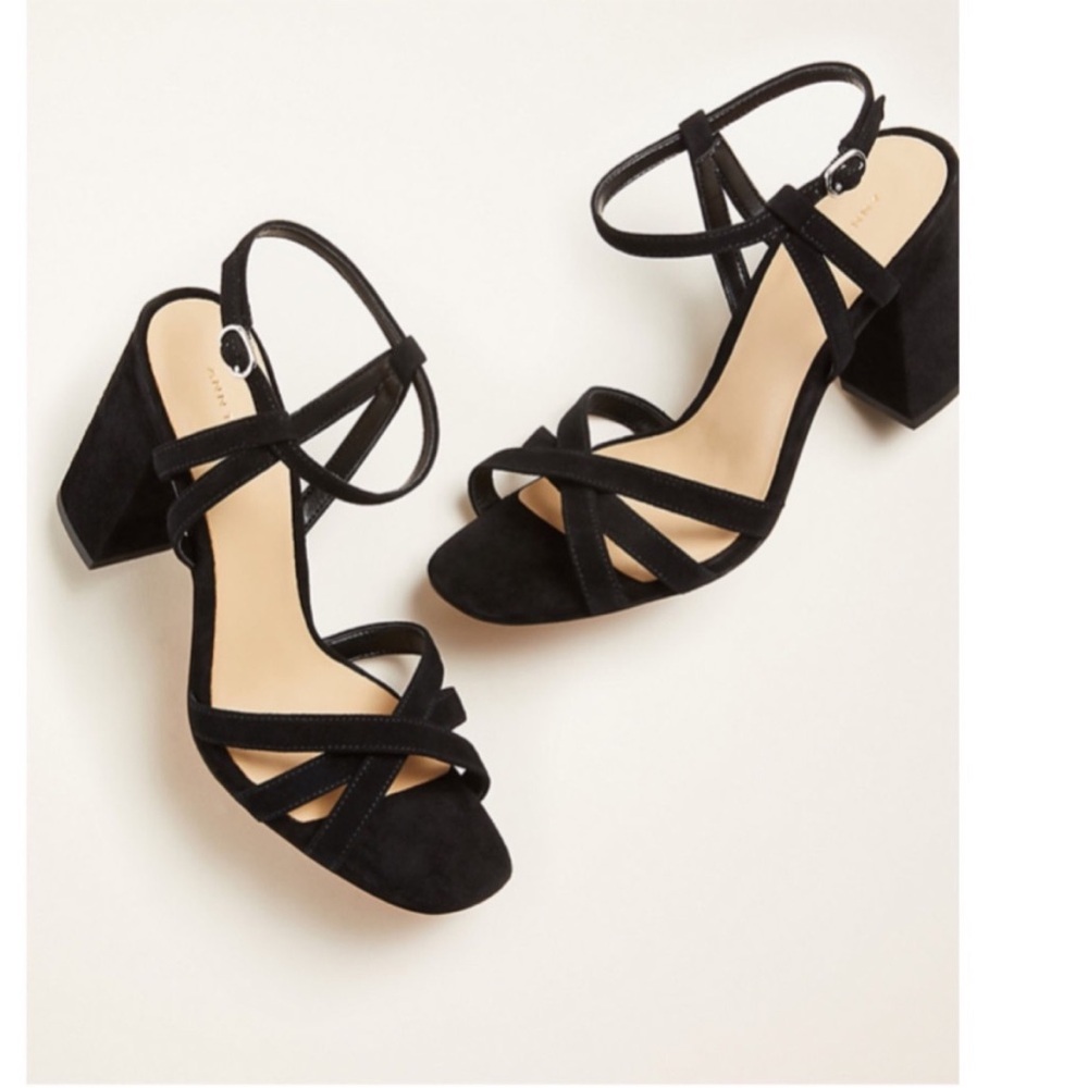 Black Suede Strappy Block Heel Sandals • Elegant Minimalist Dressy Heels Shoes